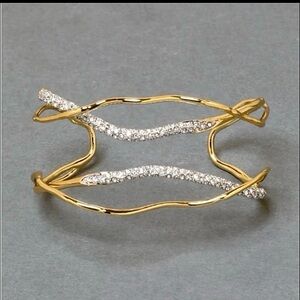 Alexis Bittar Solanales Gold Crystal Intertwined Cuff Bracelet